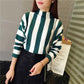 Rainbow Stripe Sweater Contrast Knitted Pullover Long Sleeve Turtleneck Knitwear Slim Women Jumper