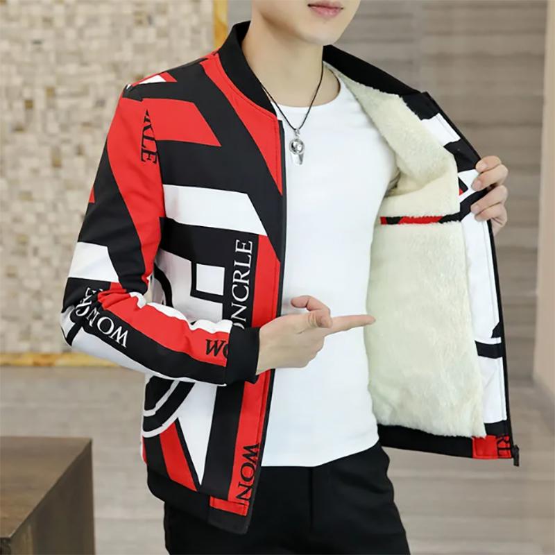 Autumn and Winter Plus Velvet Jacket Men's Self-cultivation Casual Thick Warm Loose Large Size Jacket Men