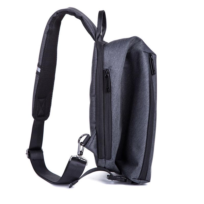 Chest Bag Men Gray Large Capacity Waterproof Canvas Shoulder Bag Outdoor Sports Bag Backpack