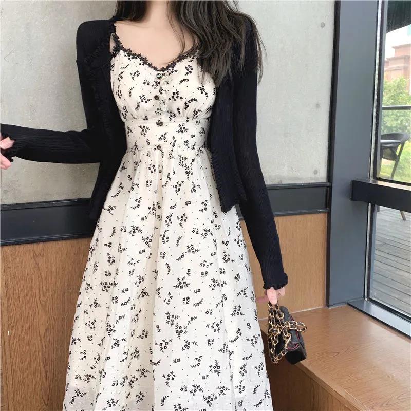 Female Summer Simple Leisure All Kinds of Waist Show Thin Elegant Floral Suspender Lace Dress