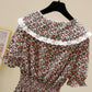 Women's Summer Dress with Waist and Thin French Retro Style Elegant and Sweet Chiffon Floral Mid-length Skirt Fabric Light and Breathable