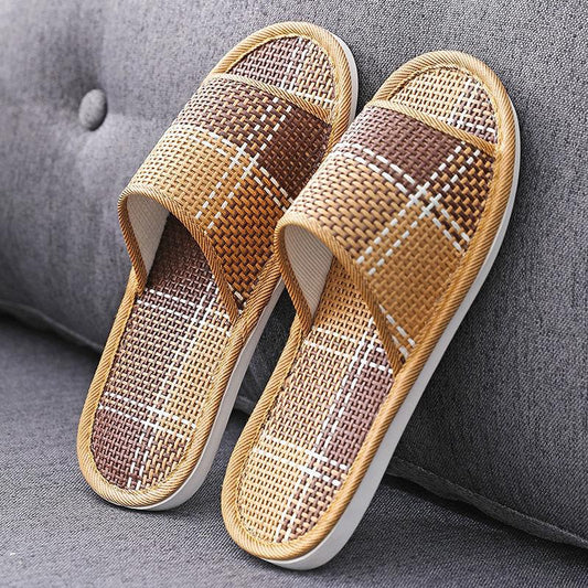 Rattan Grass Sandals Men and Women Summer Non-slip Couple Sandals Women's Bedroom Spring and Autumn Slippers Home