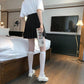Women High Waist Thin Pleated Skirt College Style Anti-lightening Solid Color Mini A-line Skirt