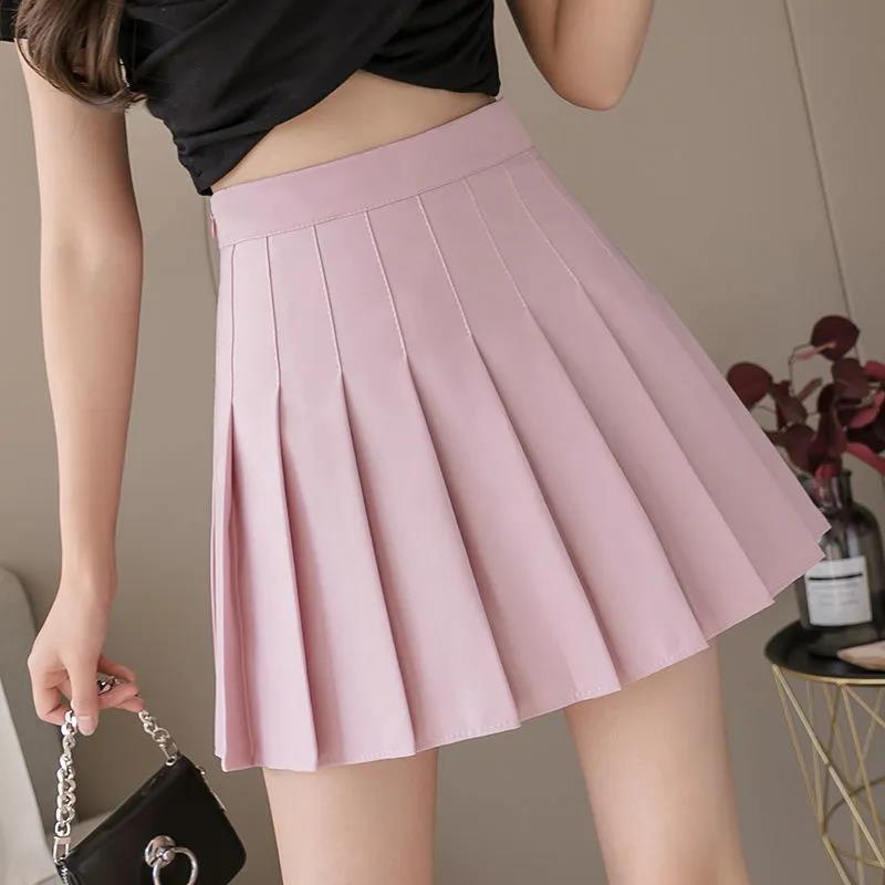 Autumn Winter Gray Pleated Skirt Women's Short Skirt Black High Waist Thin A Word Bag Hip Skirt