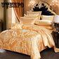 4pcs Home Textile Luxury Jacquard Satin Silk Bedding Set King Queen Size Duvet Cover Set