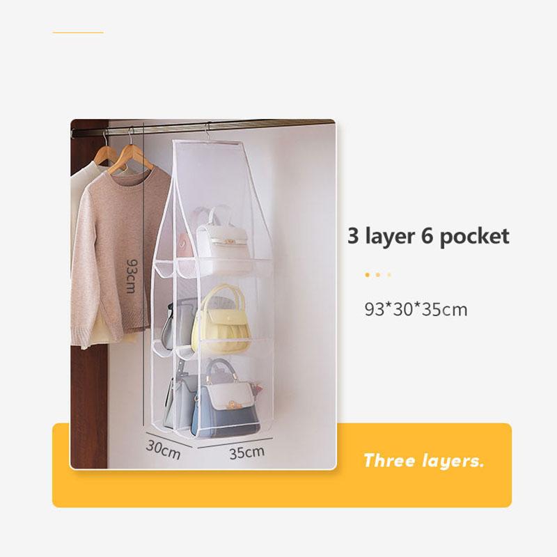 6/8 Pocket Bags Hanging Bags Handbags Wallets Storage Bags Double-sided Storage Artifacts Dustproof Suspension Punch-free Bags Wardrobe Storage Bags