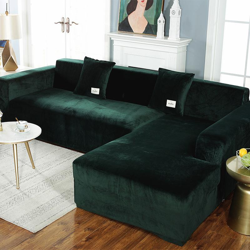 Thick Plush Solid Color Sofa Cover Elastic Non-slip One-piece Sofa Cover Universal All-inclusive Chaise and Lazy Combination