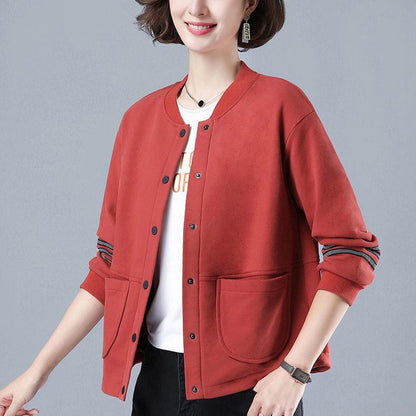 Fashion Solid Women Jacket Long Sleeve Lady Baseball Sports Outwear Overcoat Jacket Zipper Coat