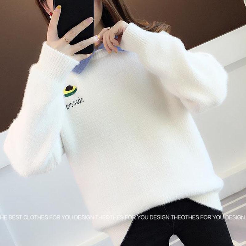 Autumn and Winter Loose Sweater Mink Velvet Knitted Jacket Fashion Simple Young Women's Top