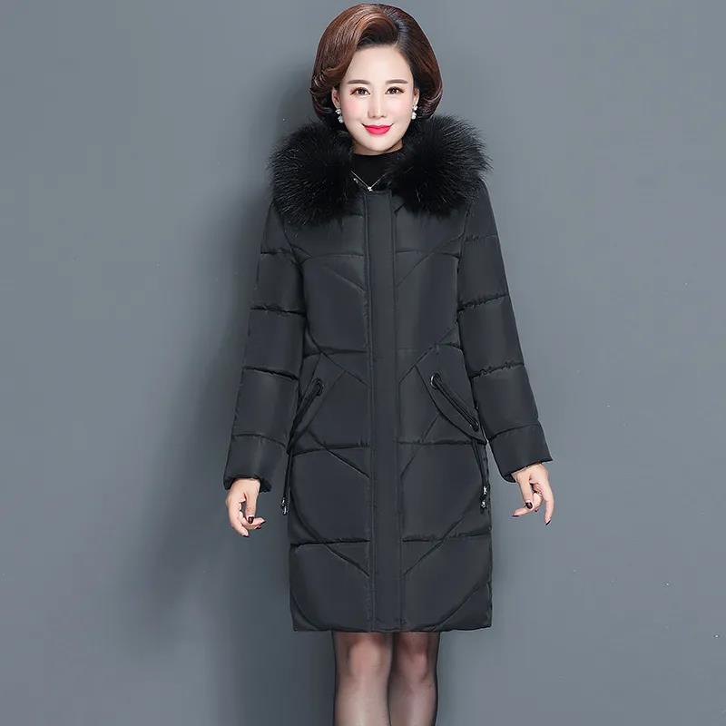 Plus Size Middle-aged and Elderly Cotton-padded Jacket Women's Mid-length New Mother's Down Jacket Middle-aged Padded Jacket