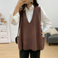 Autumn and Winter Loose All-match Sweater Large Size V-neck Knitted Vest Sleeveless Solid Color Female Top