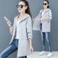 Spring and Autumn Windbreaker Hooded Jacket Loose Casual Mid-length Temperament All-match Jacket Women
