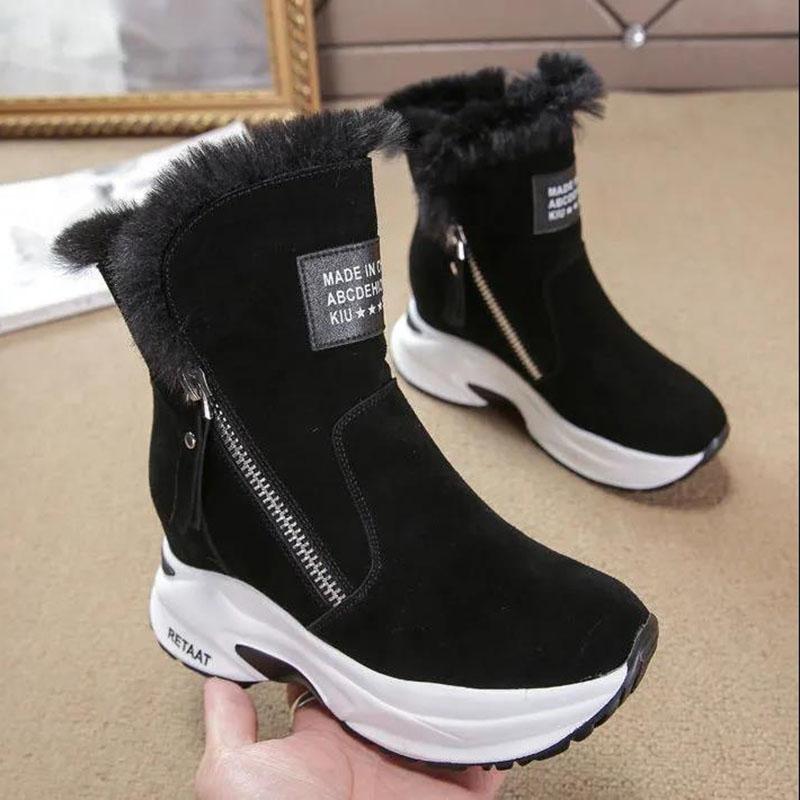 Thick-soled Snow Boots Women's Winter All-match Inner Heightening Women's Shoes Plus Velvet Martin Boots Warm Boots
