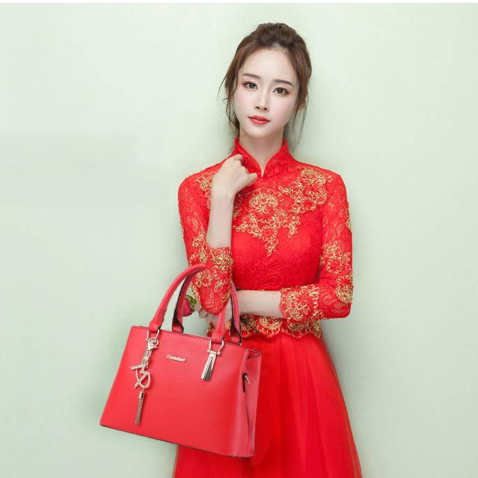 Leather bag Big capacity European and American style Shoulder Handbag Trendy wild Woman bag