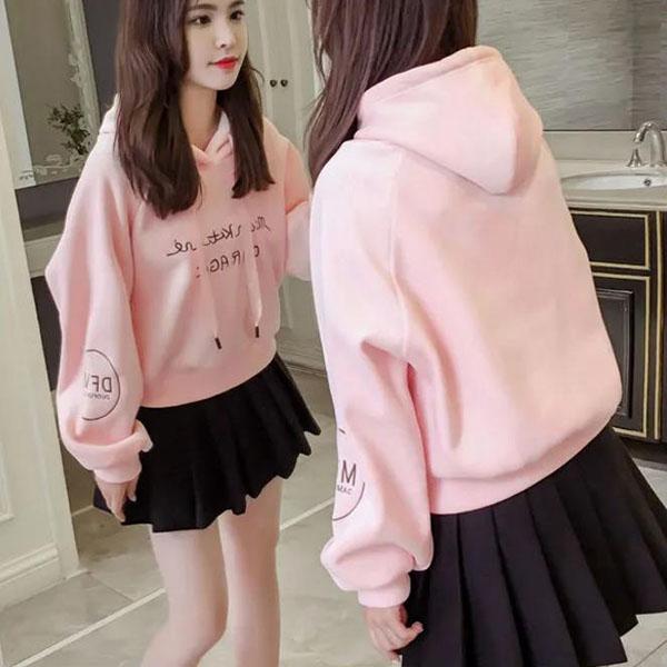 Thin Hooded Character Sweater Women Spring and Autumn All-match Loose Student Clothes