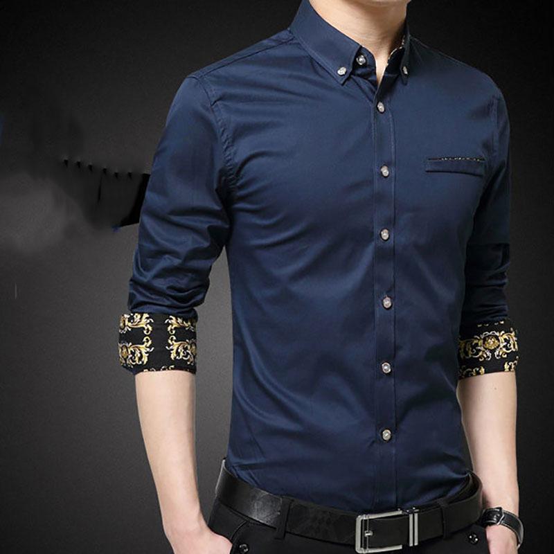 Men's Shirt Long-sleeved Slim Korean Fashion Trend Shirt Casual Business British Hair Stylist Clothes
