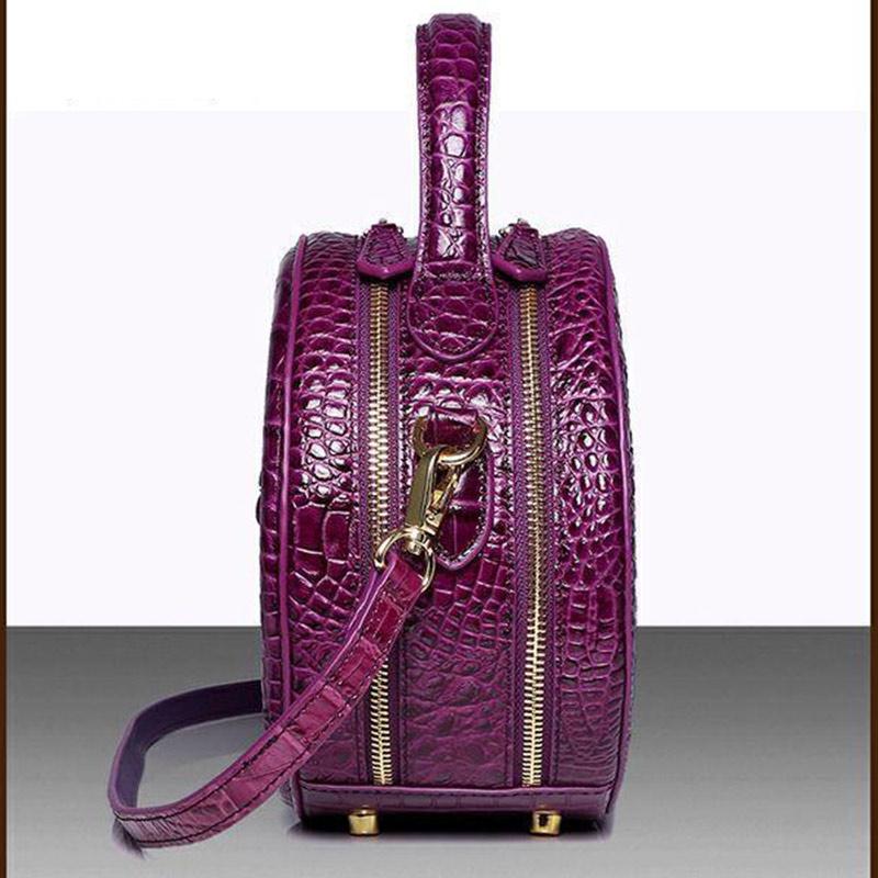 Crocodile Handbags Leather Round Bag Messenger Leather Bag Western Style High-end Small Bag Shoulder Bag Portable Shoulder Bag