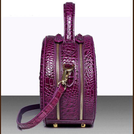 Crocodile Handbags Leather Round Bag Messenger Leather Bag Western Style High-end Small Bag Shoulder Bag Portable Shoulder Bag