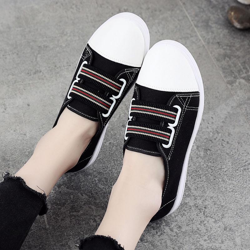 Women's Shoes Flat Lazy Canvas Casual Board Shoes Summer Canvas Slip-on Shoes
