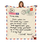 Flannel Throw Blanket Letter Printed 3D Letter Printing Envelope Blanket  Home Flannel Message Blanket