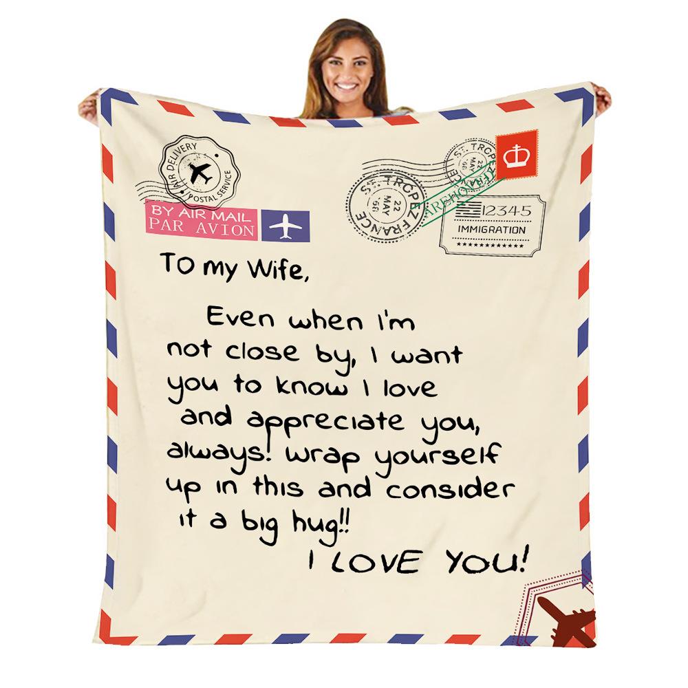 Flannel Throw Blanket Letter Printed 3D Letter Printing Envelope Blanket  Home Flannel Message Blanket