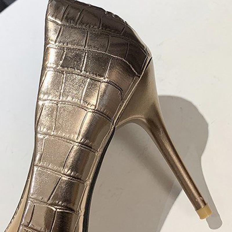 Summer Pointed French Girl Silver High Heels Female Stiletto All-match Patent Leather Single Shoes Spring and Autumn Models