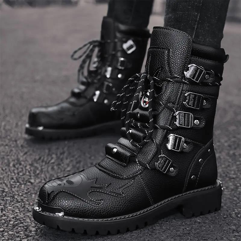 Martin Boots Men's High-top British Style Boots Tooling Boots Autumn Motorcycle Leather Boots Rider Boots Winter Men's Shoes