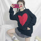 Pofulove women loose wear New age chic heart-shaped lazy wind sweater  wild student wool sweater