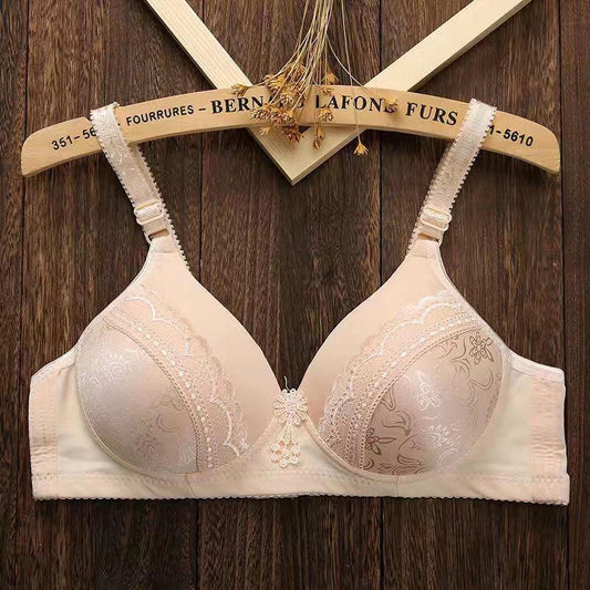 Anti-sagging Breast-receiving Underwear Feminine Touch Thin Lace No Steel Ring Gather Comfort Non-magnetic Bra Lace Decoration