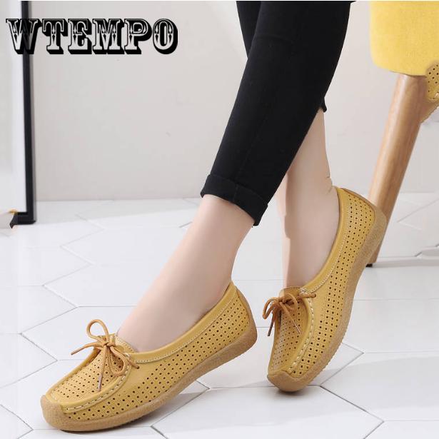 Women's Shoes Sandals Genuine Leather Casual Slip-on Hollow Out  Flat Big Size 37-42