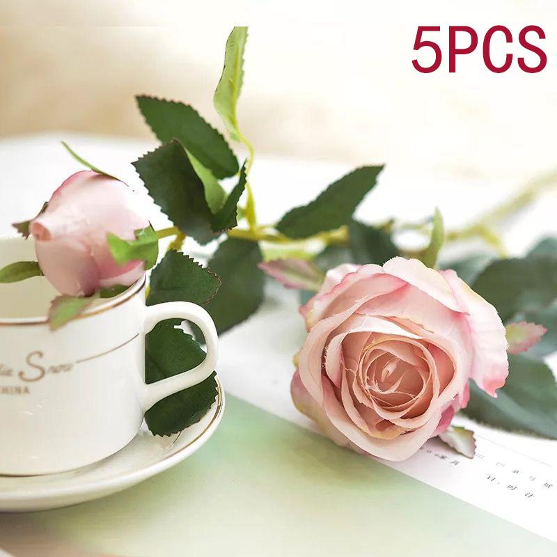 Bulgarian Rose Simulation Bouquet Fake Flower Decoration European Plastic Flower Decoration Silk Flower Living Room Table Decoration