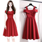 Fashion  Women's Dress Mid-length Plus Size Off-the-shoulder Dress Women's Slim A-line Pleated Dress  Summer