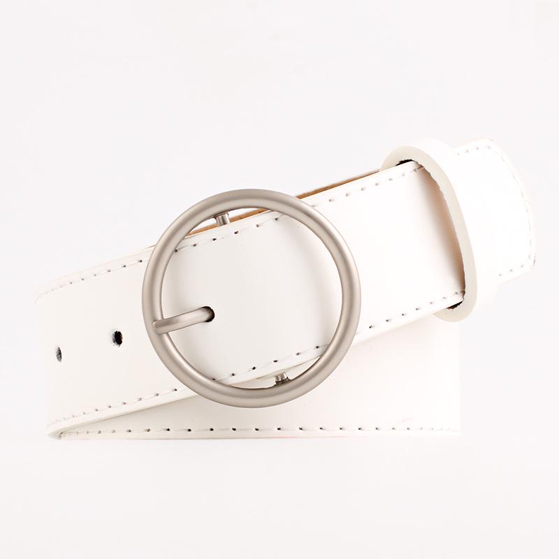 Leather Belt Women Leather Vintage Casual Waist Belt Ring Pin Buckle