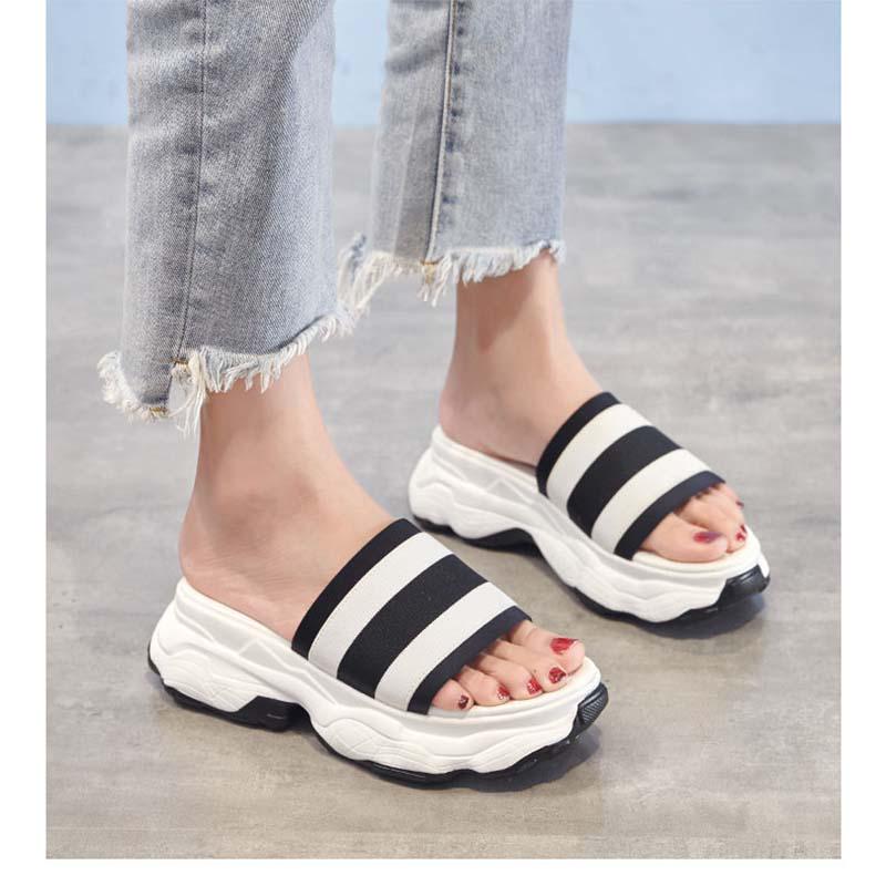Thick bottom sandals summer infrared wear wild sports ins tide fashion sponge cake slippers women