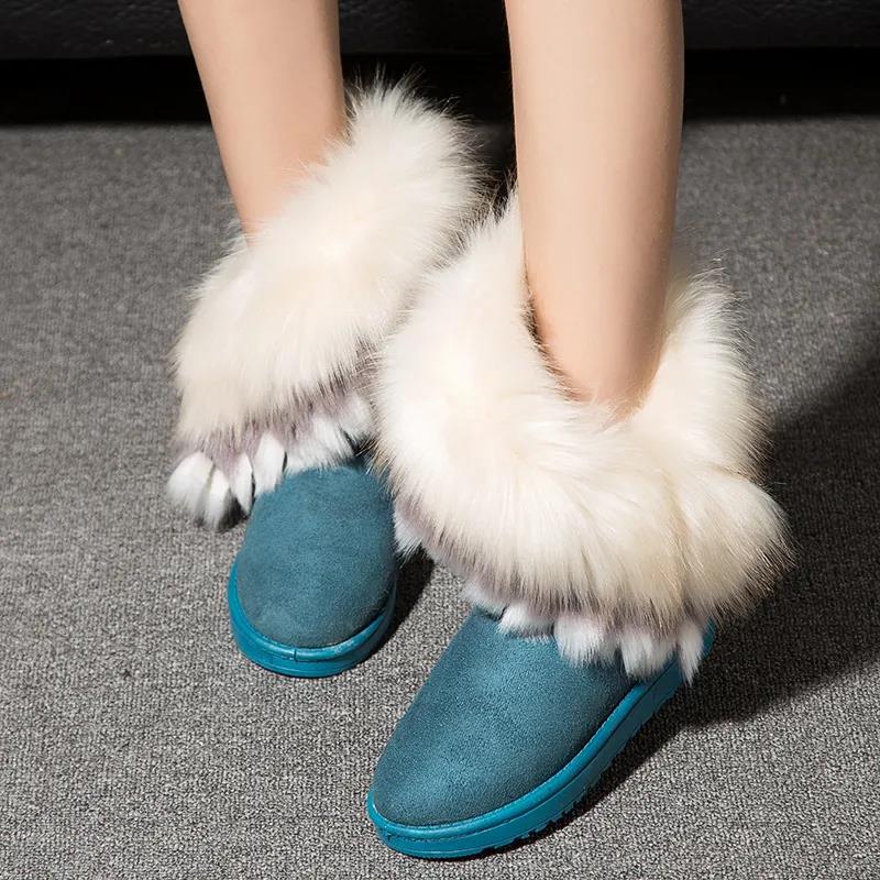 Plush Women's Shoes Winter Snow Boots Cotton Shoes Plus Velvet Flat-bottomed Middle Tube Warm Shoes Winter Boots