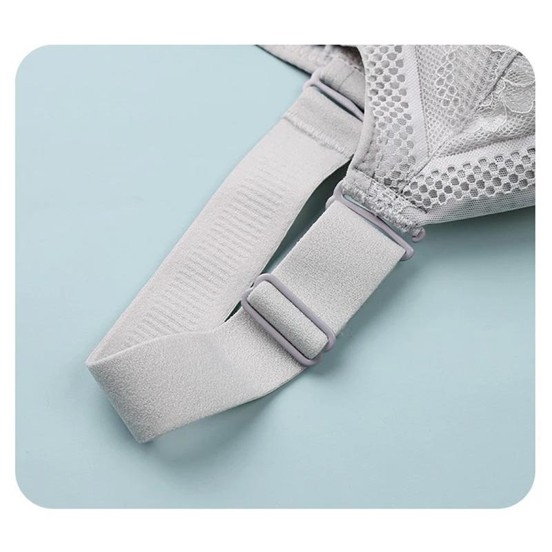 Women's Sexy Lace Large Size Underwear for Big Breasts Comfortable Adjustable Ultrathin Bra Female Full Cup Underwear Gather No Steel Ring Brassiere