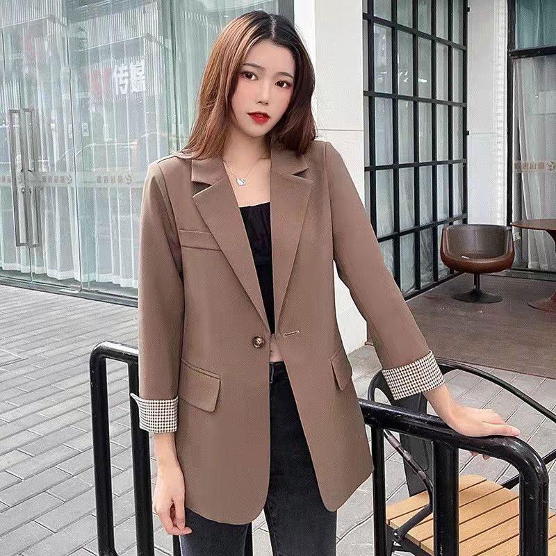 Women's Spring Suit Jacket Korean Version Temperament Loose British Style Suit Top Ins Ladies Blazer Jacket Outwear Black Suit Jacket