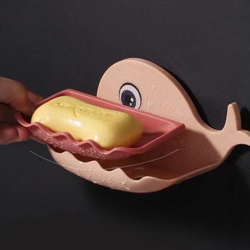 Bathroom Little Whale Soap Box Soap Box Free Perforated Wall-mounted Suction Cup Toilet Rack Drain Household