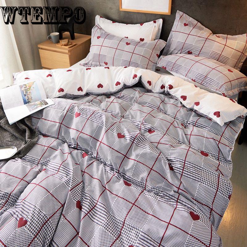 Pattern Summer Duvet Thin Quilt & Flat Bed Sheet & Pillowcase Bedding Set Soft Skin-friendly
