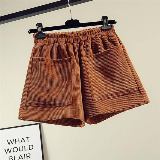 Fashion Sashes Women Woolen Bootcut Short Pants Wide Leg Shorts Solid Warm High Waist Wool Shorts