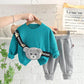 Boys Spring Suit Spring and Autumn Long-sleeved Sweater Two-piece Set Baby Cartoon Bear Shoulder BagTop Pants Two-piece Set