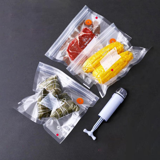 Food Bag Fruit Sealed Bag Self-sealing Packaging Cooked Food Bag Household Manual Fresh-keeping Bag Suction Compressed Bag