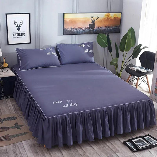 Korean Style Bedspread Bedroom Household Single-piece Sanding Bed Skirt Solid Color Skin-friendly Bedspread Bed Cover Bedroom Student Dormitory Sheets