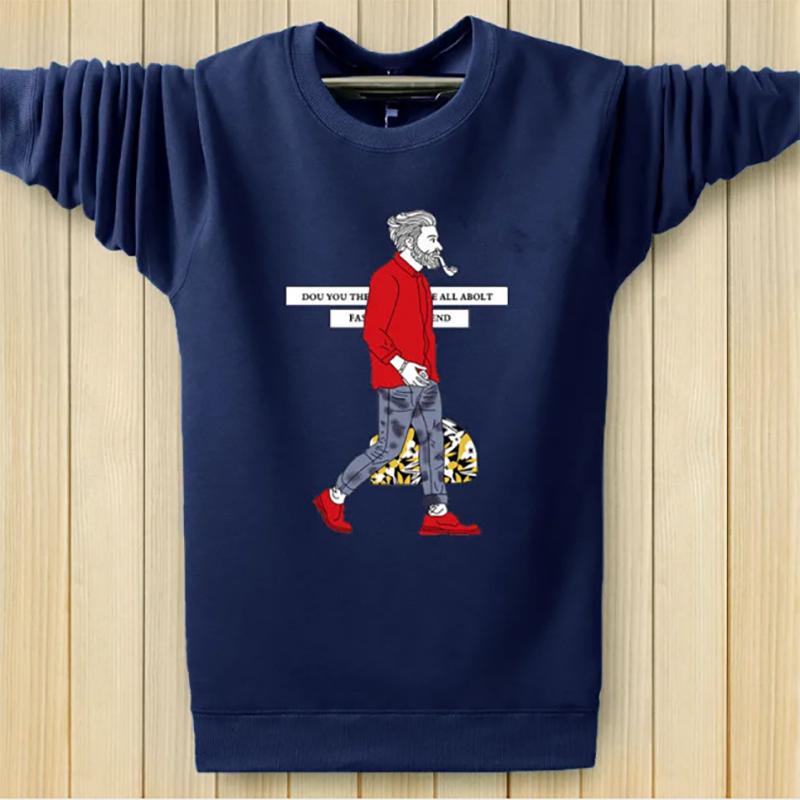 Winter Men's Sweatshirts Thick Youth Warm Pullover Sweater Cotton Plus Velvet Long-sleeved Loose Sweater