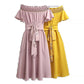 Skirt Women French Retro Strapless Waist Dress Waist Thin Women's Waist A-line Strapless Dress Short Sleeve One-shoulder Neckline