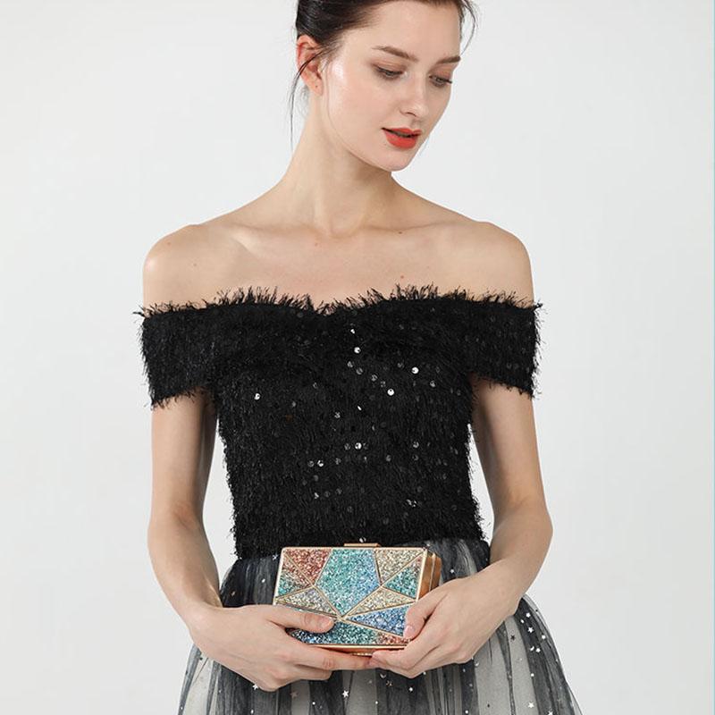 Elegance Luxury Women's Clutch Bag Shoulder Bag Ladies Smooth Box Bag Wedding Evening Banquet Bridal Rhinestones 2 belts