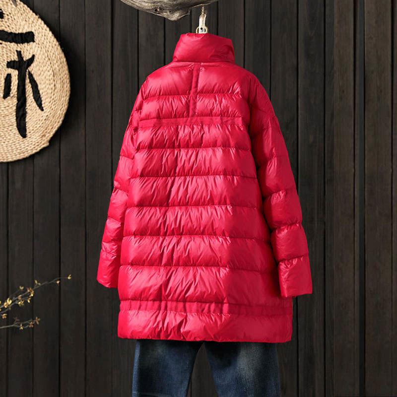 Women's Down Jacket Mid-length White Duck Down Plus Size Winter Coat Bread Jacket Women