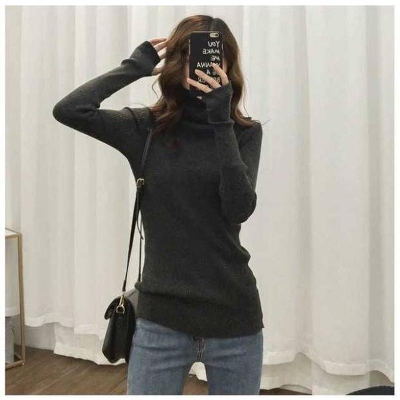 Pofulove Female Turtleneck Pullover Sweater Long Sleeve Winter Warm Thick Knitting Sweater jumpers