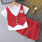 Children's Boys and Girls Summer Suits Fashionable Summer Baby Comfortable Western Style Short-sleeved Suit