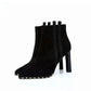 Autumn Winter Thick with High-heeled Ankle Boots Women Plus Velvet Pointed Short Boots Martin Boots
